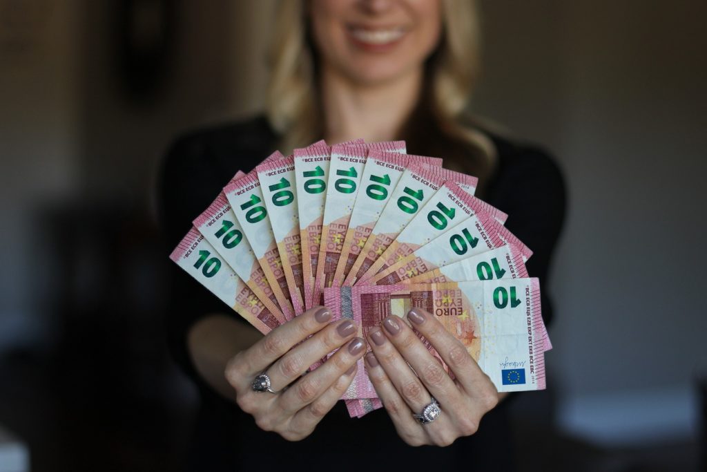 woman with cash