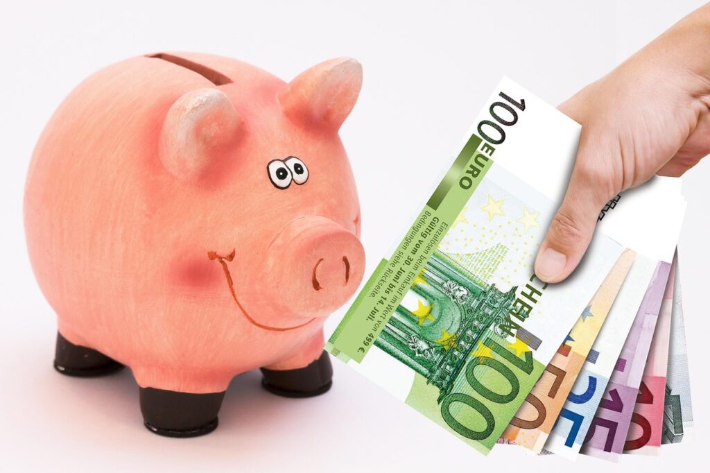Putting money into the piggy-bank