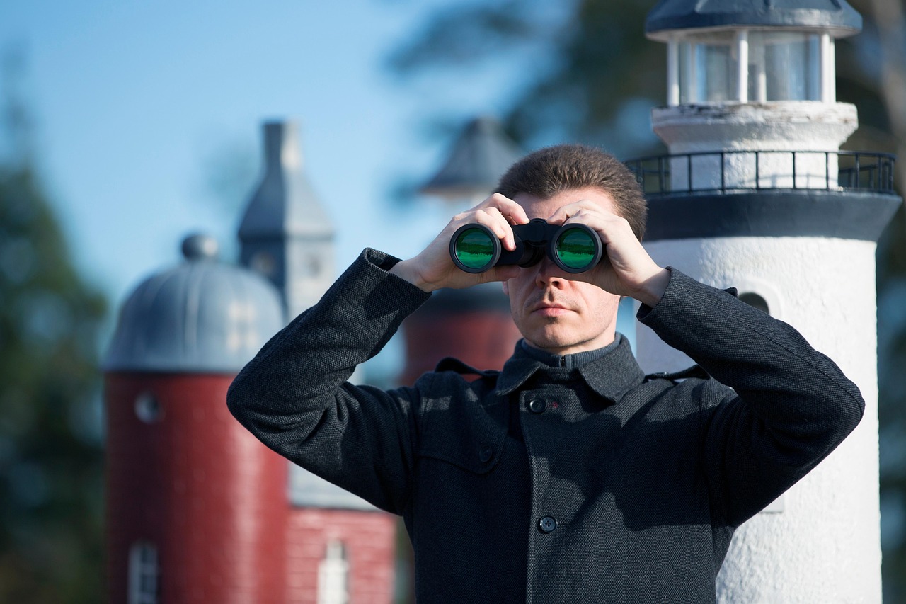 Man with binoculars