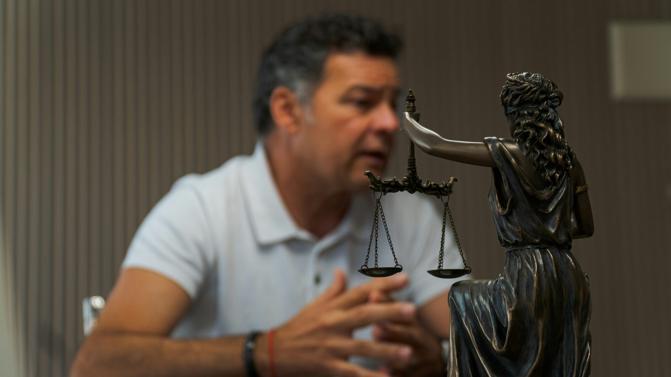 Fighting his case before a judge